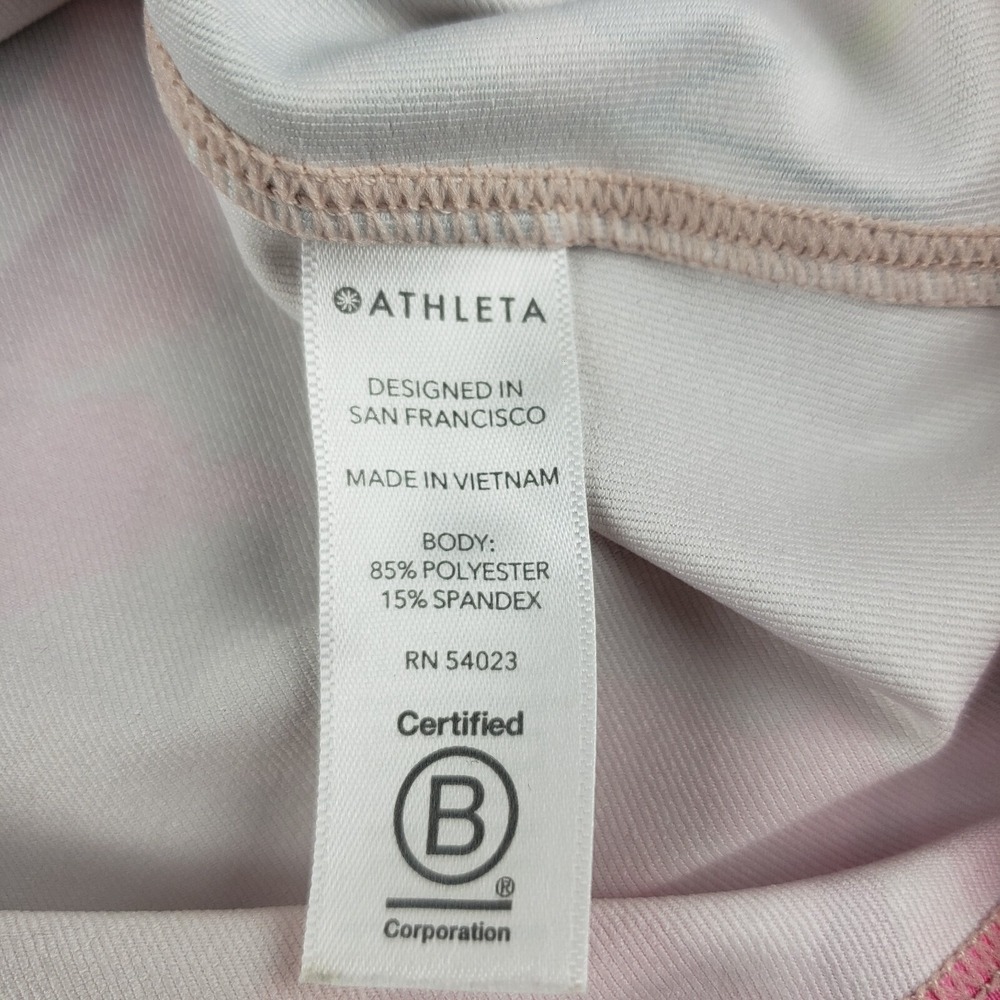 Athleta Tank Top Womens Small Shanti Pink Floral Printed Racerback Shirt Stretch - Picture 5 of 8